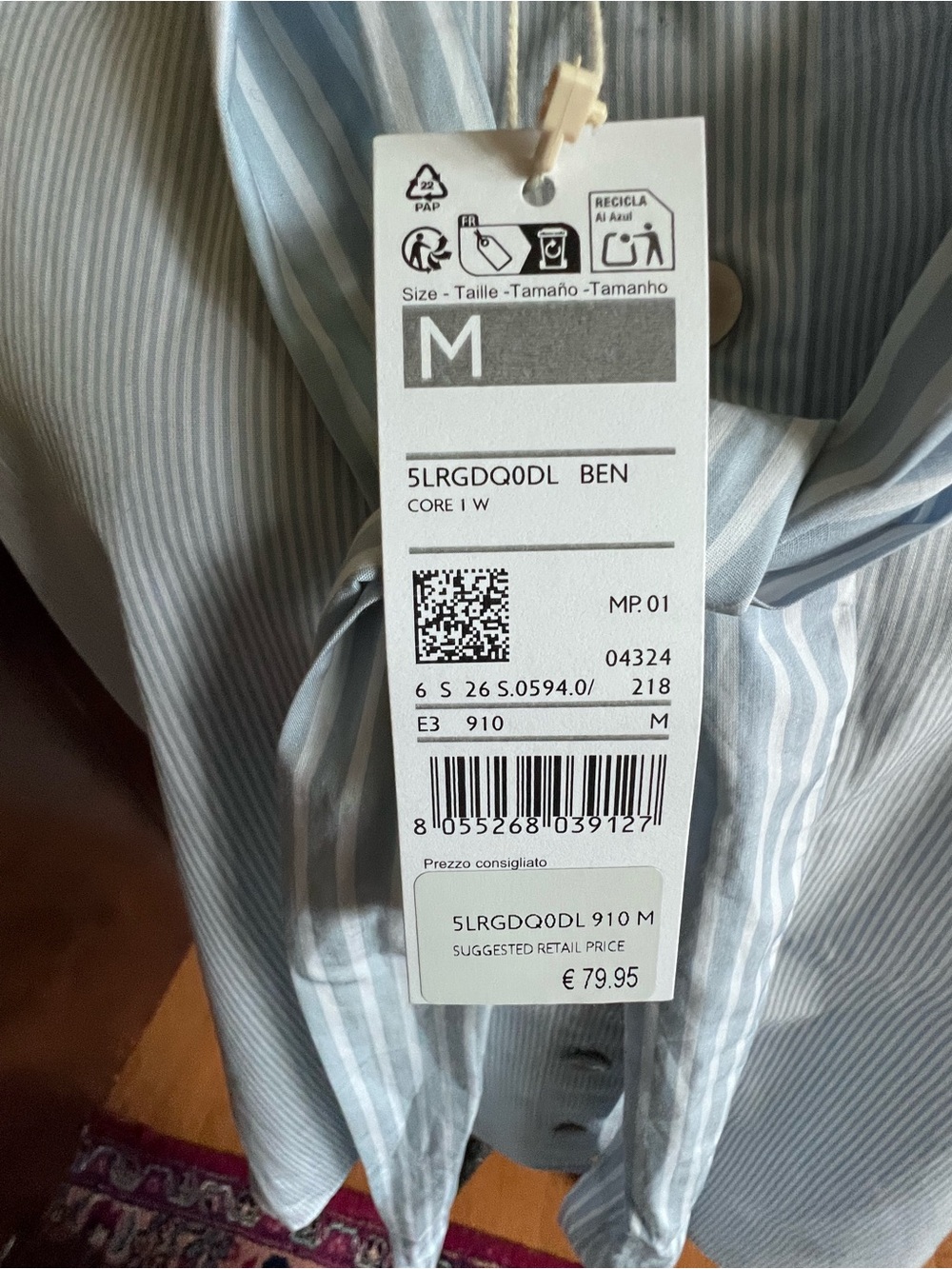United Colors of Benetton Pale Blue Stripe Blouse with Tie NWT - Picture 5 of 5